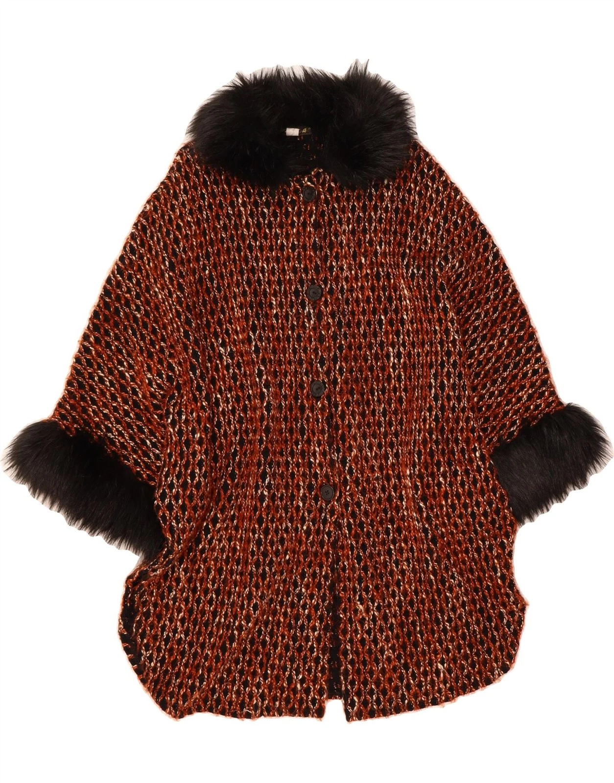 GALA Womens Poncho Coat UK 12 Medium Multicoloured Striped Acrylic CB10