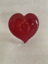 Vintage 1999 MAD ART Glass Red Heart Shaped Desk Paperweight Signed Collectible