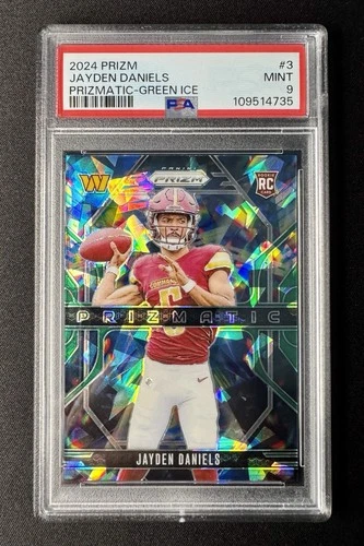 2024 Panini Prizm - Prizmatic Jayden Daniels #3 Green Ice Prizm (RC) PSA 9