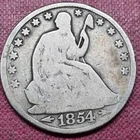 1854 O Seated Liberty Half Dollar 50c Nicely Circulated Planchet Flaw #101615