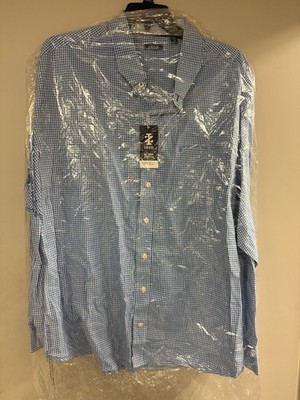 IZOD Men's Button Down Long Sleeve Dress Shirt Blue Revival Size 3XB Big & Tall
