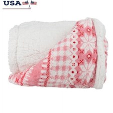 Soft Reversible Throw Blanket Cozy Sherpa Fleece Couch Bed Reading Gift New