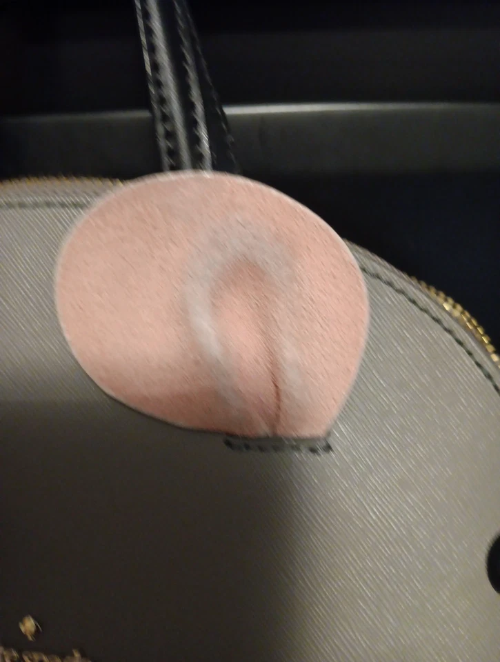 Cartera Cartera Kate Spade Cat's Meow Mouse Cuero Saffiano, Gris Usada Foto 3 de 4