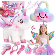 TUZT Walking Talking Remote Control Unicorn Toy for Girl Age 4-6, Pink