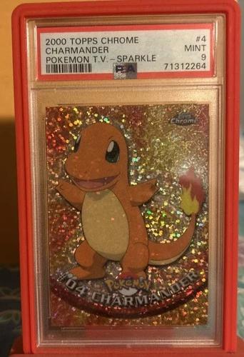 2000 TOPPS CHROME POKEMON T.V. SPARKLE #4 CHARMANDER PSA 9 mint