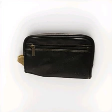 Kenneth Cole Reaction Travel Bag Black Leather Dopp Bag Toiletries Shaving Kit