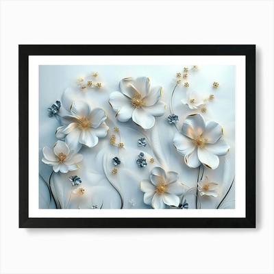 Sophisticated 3d Artwork Design, Wh Framed Wall Art Poster Canvas Print Picture