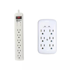 8 Ft. 6 Outlet Surge Protector with 45 Degree Flat Angle Plug in White