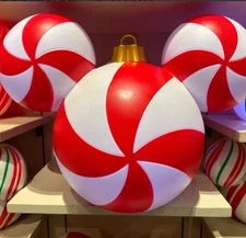 NEW🎄Disney Christmas Holiday Peppermint Swirl Mickey Light Up Ornament LARGE 