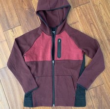 Old Navy Dynamic Zip Hoodie Boys Size Medium 8 Burgundy Black Color Block