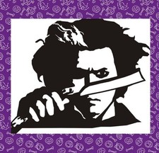 SWEENEY TODD SILHOUETTE VINYL STICKER, HALLOWEEN, TIM BURTON, JOHNNY DEPP 8"