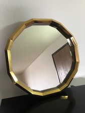 Vintage Burnwood Homco 16-Sided Round Wall Mirror Gold Frame 15" MCM
