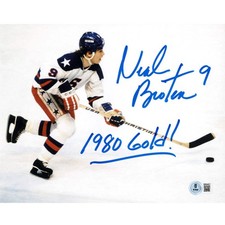 Neal Broten Autographed Team USA 8x10 Photo w/ 1980 Gold! Inscription Beckett