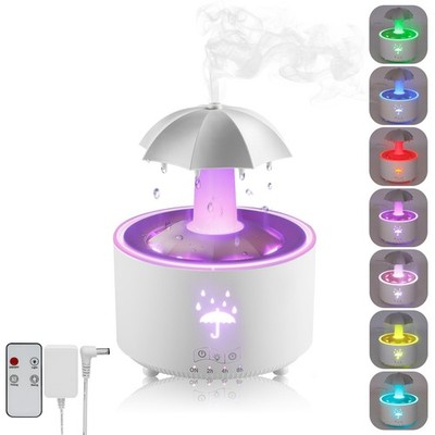 Humidifier for Bedroom, 7-Color Rotating Umbrella Diffuser with Rain Drop Eff...