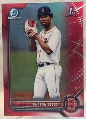 2022 1st Bowman Chrome Brayan Bello Red Refractor /5 Red Sox #BCP-107