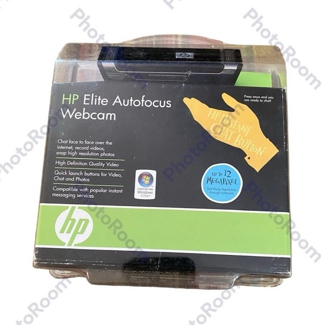 HP Elite Autofocus Webcam, 12MP, Quick Launch Buttons, Black