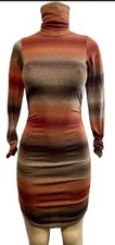 Four Stars Made in USA 🇺🇸Earth Tone Gradient Bodycon Sweater Dress Small