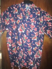 VINTAGE THE MENS STORE SEARS HAWAIIAN SHIRT HIBISCUS LARGE COTTON USA