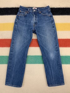 Levi-039-s-501-botao-voar-azul-Denim-Jeans-Tamanho-27x26