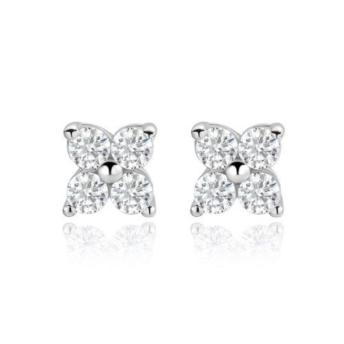 D VVS1 Moissanite Flower Stud Earrings Women 925 Sterling Silver 14k Gold Plated - Picture 16 of 17