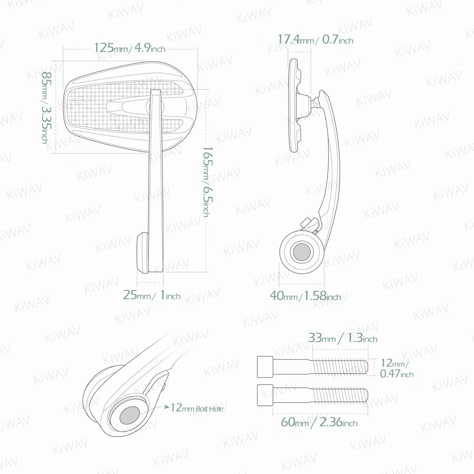 Espejo de extremo de barra ajustable Mamba fibra de carbono real perno M12 para BMW F800R HP4 Foto 2 de 4