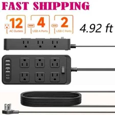 Multi Outlet Wall Mountable USB Surge Protector Power Strip with USB Ports Plugs