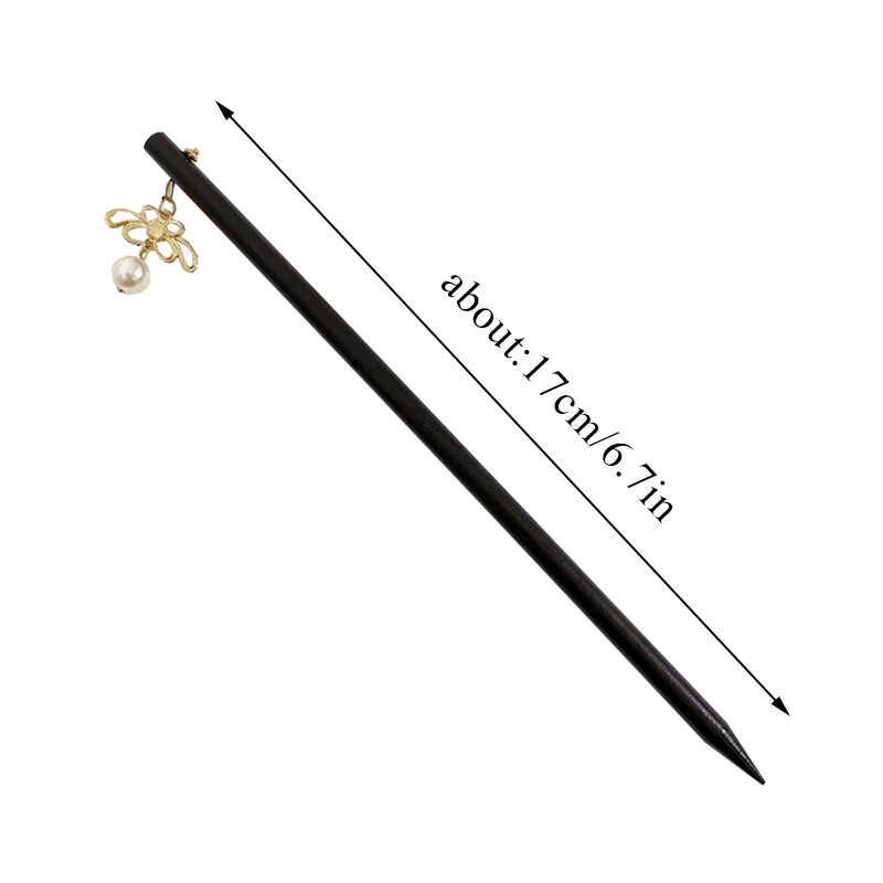 Garfo de cabelo estilo chinês vintage madeira pérola borla palitos grampo de cabelo cabeceira⊙⇗ - Imagem 2 de 4