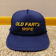 Vintage 80s Old Farts Wife Funny Puff Print Trucker Hat Snapback Cap Adjustable