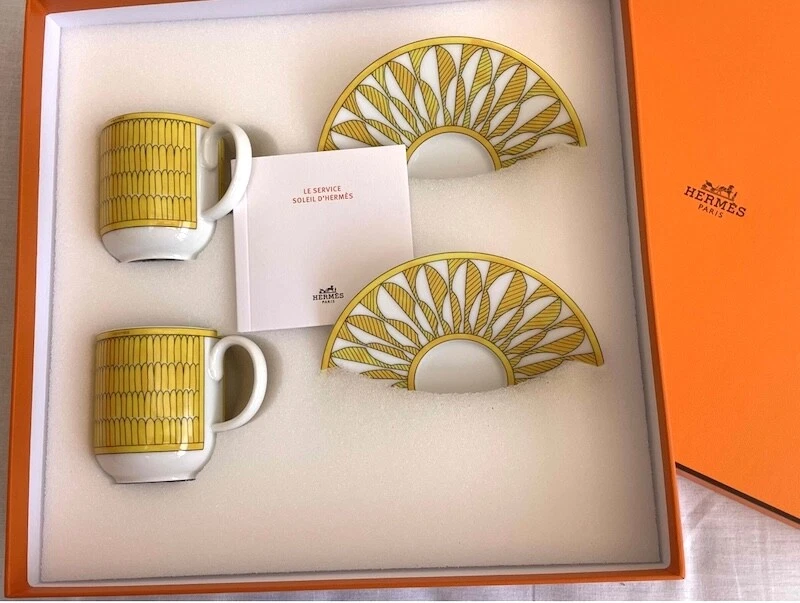 Hermes Soleil Coffee Cup Saucer Yellow Tableware 2 set Espresso