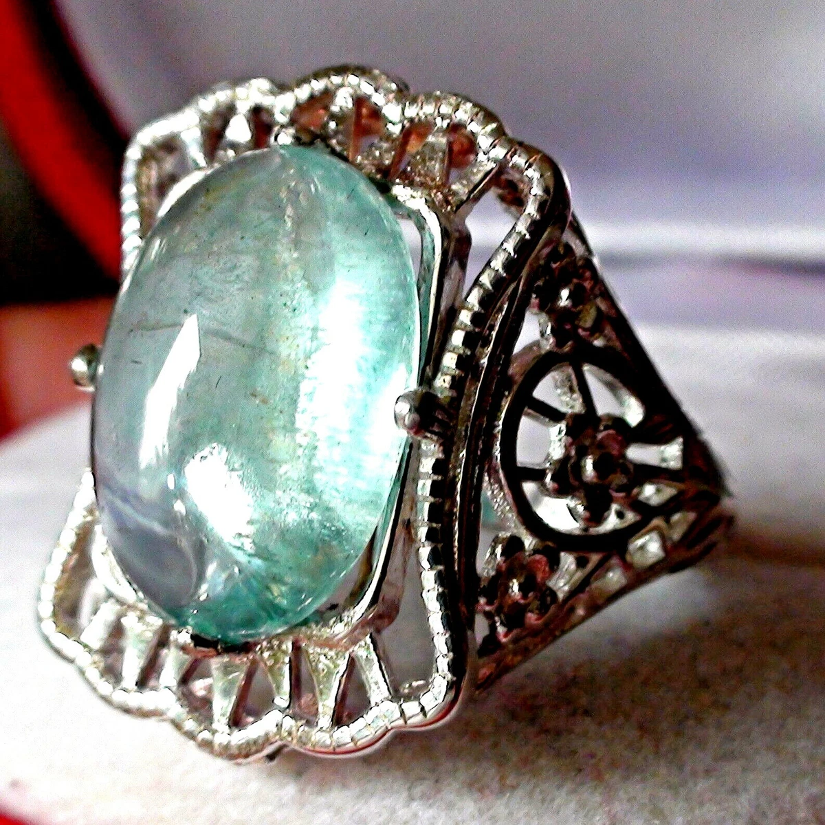 Untreated aquamarine ring sale