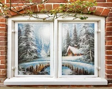 3D Snow Tree 1667NAO Window Film Print Sticker Cling Stained Glass UV Block Fa