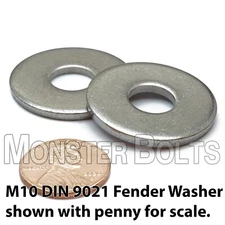 Stainless Steel Fender (Penny) Washers, A2 DIN 9021 - M3 M4 M5 M6 M8 M10 M12
