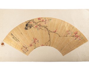 Guangxu Period Chinese Fan Painting Sparrow Qian Lushu