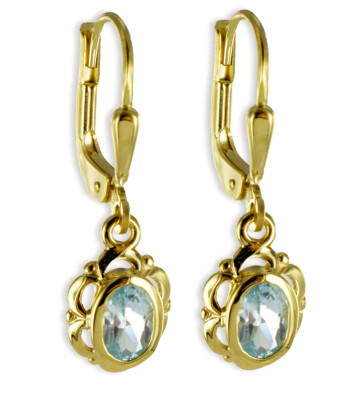 REAL GOLD *** Blue Topaz Flower Drop Earrings 25mm