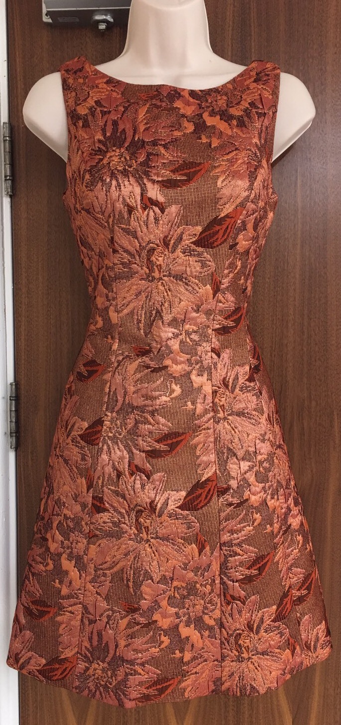 KAREN MILLEN Rose Gold Floral Jacquard Dress - Size UK 10 Sold Out!!! image 6