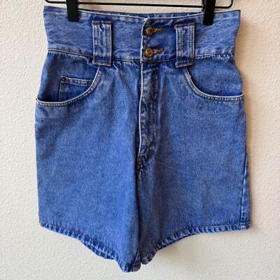 VTG Rio by Stephen Mardon High Waist Acid Wash Denim Shorts Girls Women's 24x6.5