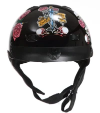 RODIA/RDH - MODEL 200- BLACK ROSE -DOT APPROVED- HALF HELMET