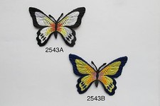  2543 Black/White,Blue/Yellow Butterfly Embroidery Iron On Applique Patch