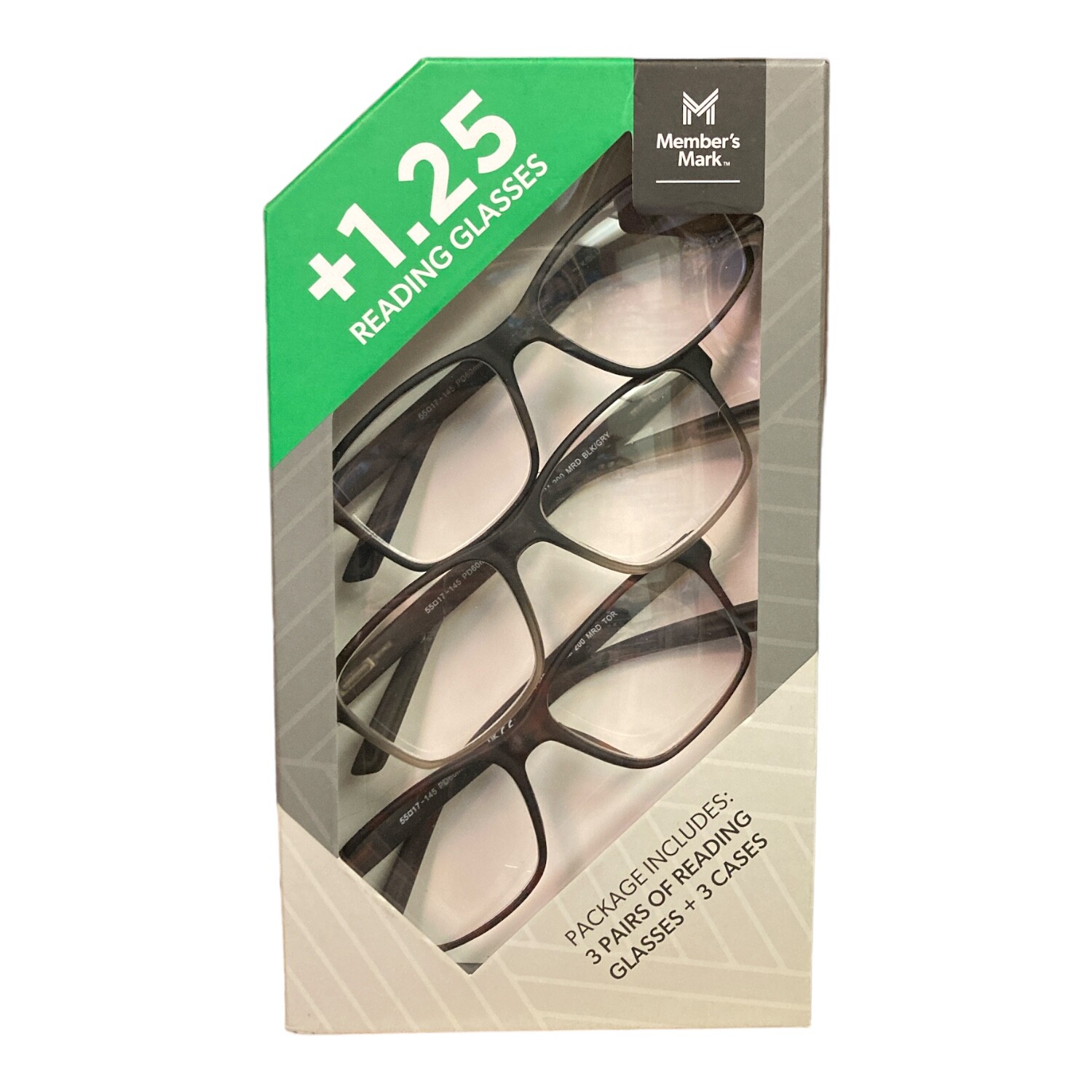 Очки для чтения Members Mark Lightweight 125 и чехлы для Sot 3 упаковки 3290₽