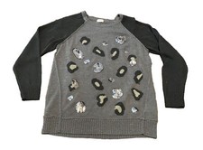 Vintage Jaclyn Smith Black Gray Sequin Accent Lightweight Sweater Size Large
