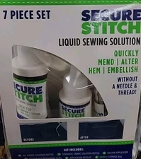 Secure Stitch Liquid Sewing Solution Kit! Fabric Glue
