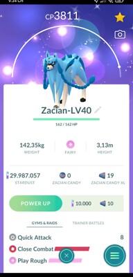 Pokemon Shiny Zacian LV40 Unlock 3moves  - TRA'DE 1 Mill Dust GO - Description