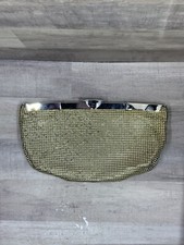 Vintage Whiting  Davis Silver Dimple Mesh Hinged Clutch Purse 9x5