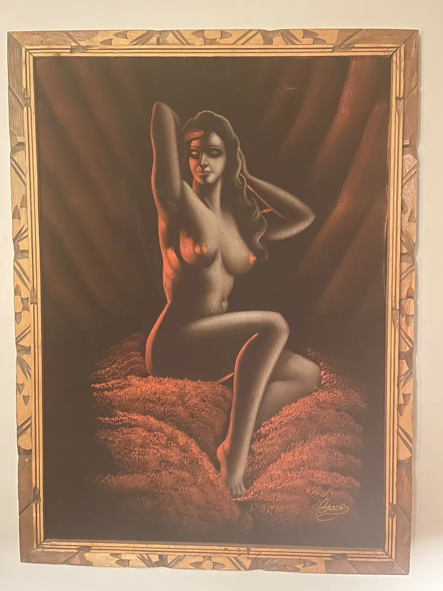 900px x 1200px - vintage 'Black Velvet Nude' oil painting | eBay