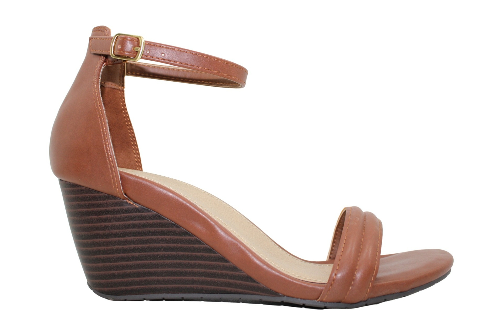 Cake Icing Open Toe Wedge Sandal, Brown 