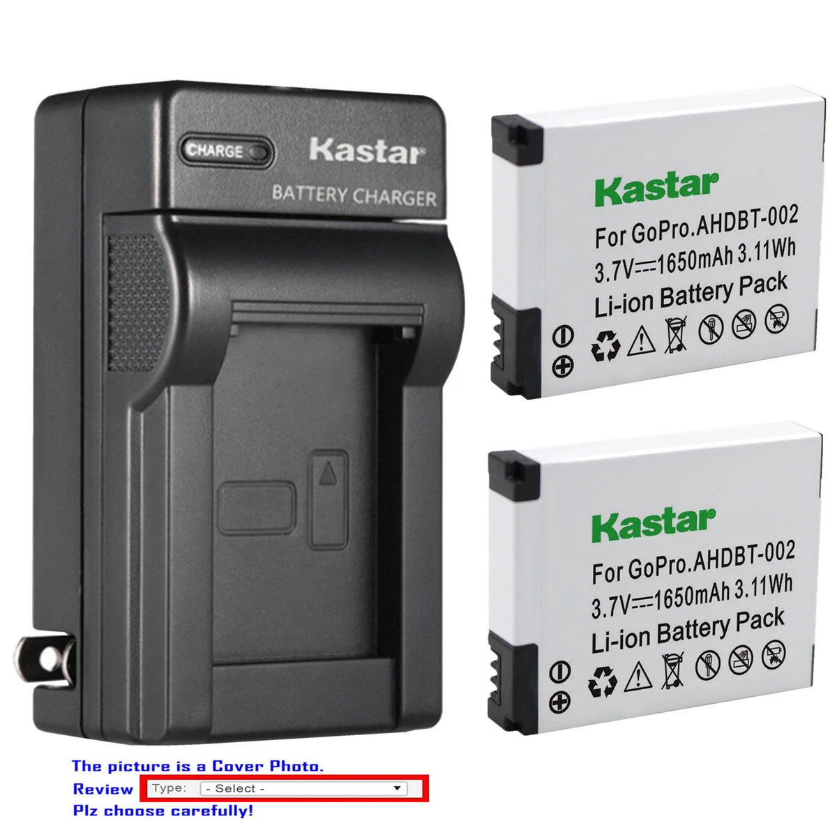 Caricabatterie USB + 2 Batterie 1100mAh Per GoPro Hero 3 E 3+, Everactive + Nitecore - Foto 3
