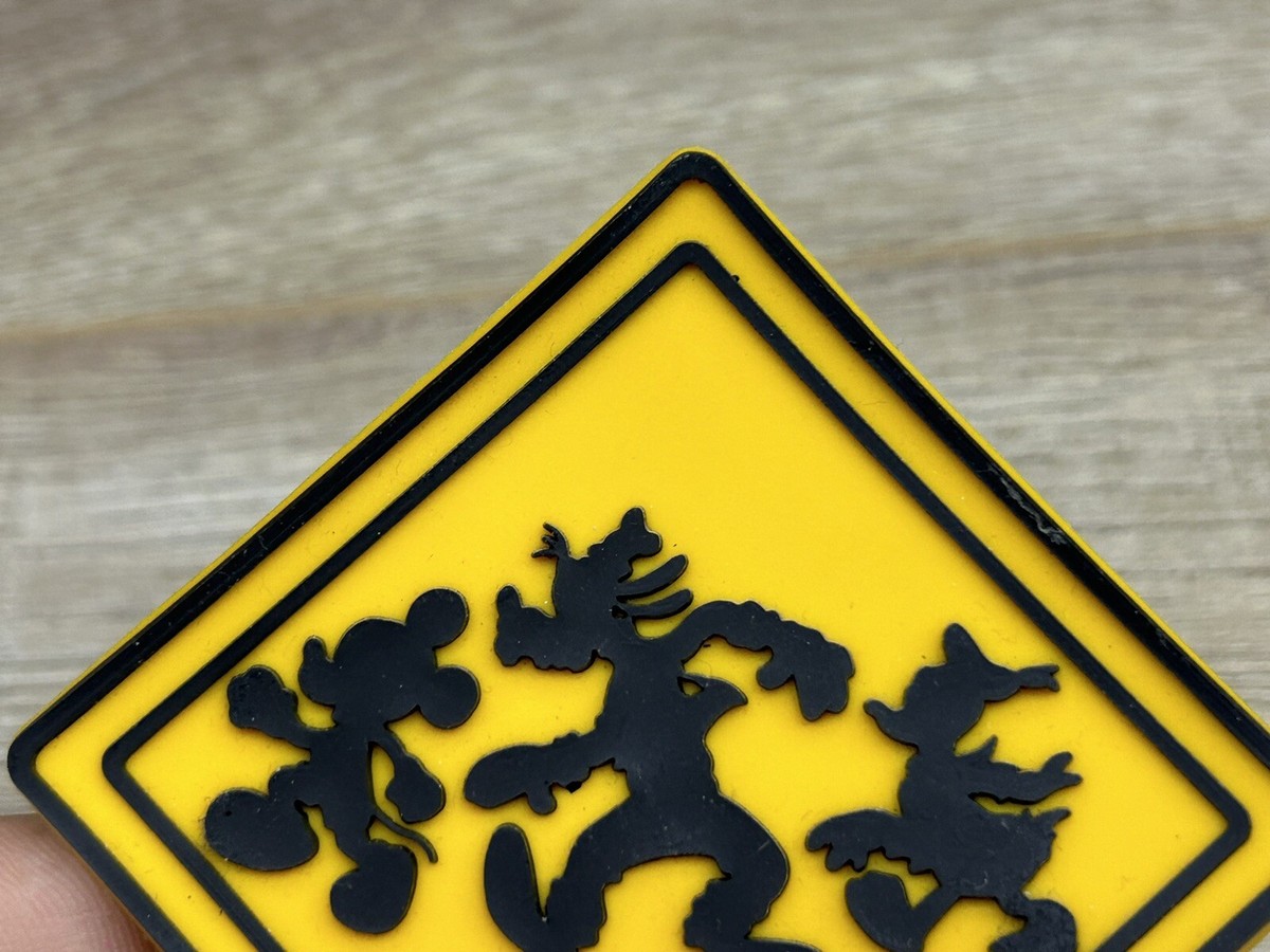 Mickey Mouse Disney Road X-Ing Crossing Sign Goofy Donald Yellow