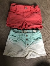 Zara GapKids GIRLS JEAN SHORTS SIZE 4 Aqua White TYE DYE And Coral Braided EUC