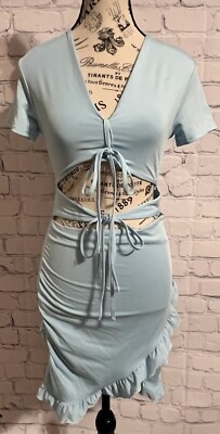 blue pink and white dress Bluebell Blue and White Floral Midi Dress L