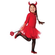 Girl's Red Devil Hooded Dress Halloween Costume Size S 4-6X NWT